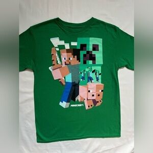 Green Minecraft Boys T-Shirt Size XL 100% Cotton